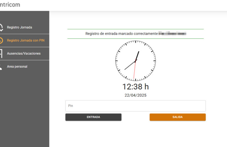 Registro Horario Digital Mediante PIN